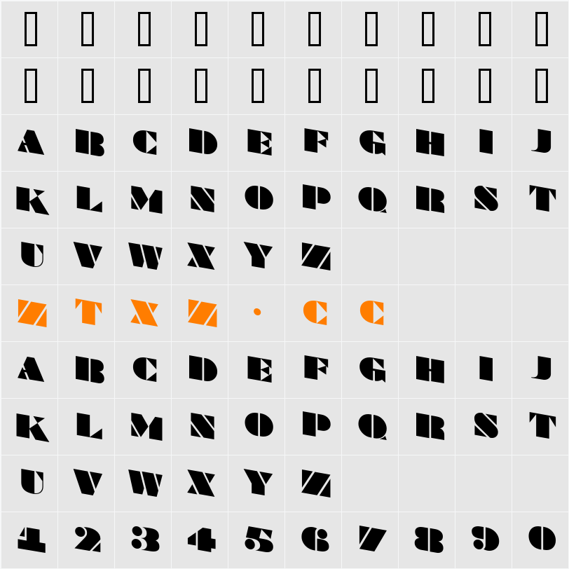 a_BraggaTitulSpDn 字体映射图