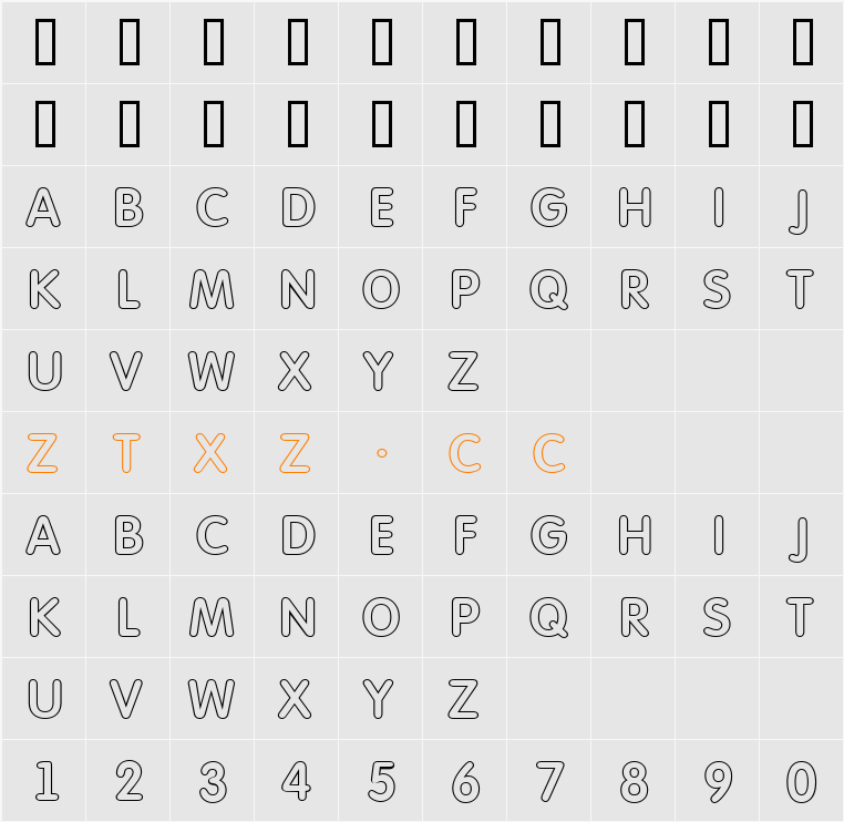 a_FuturaRoundTitulOtl 字体映射图