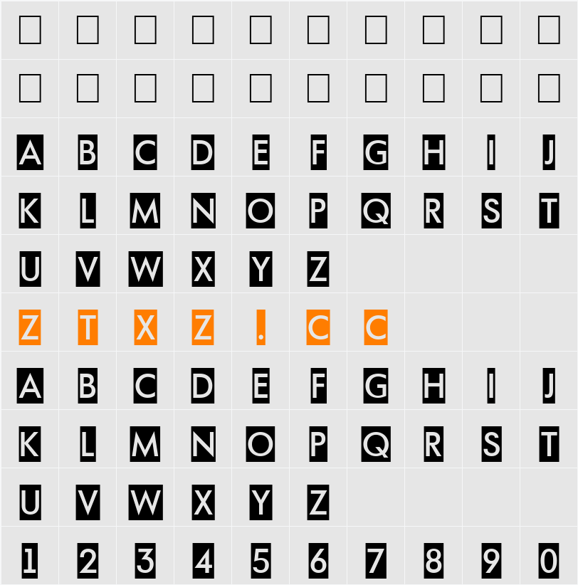 a_FuturaOrtoTitulCm 字体映射图