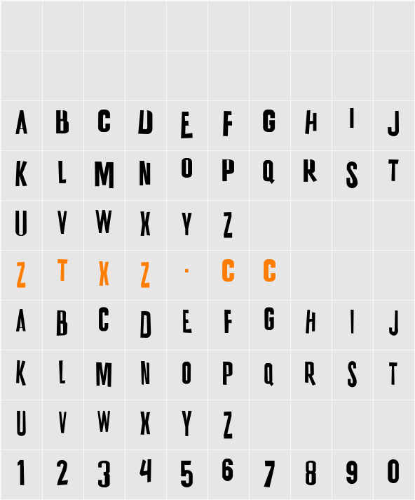 K.P. Duty JL 字体映射图