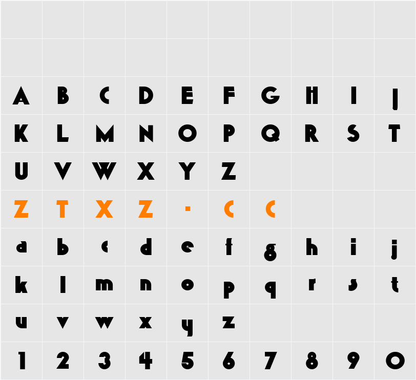 K22 Gadget 字体映射图