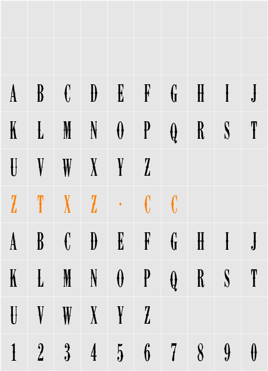 K22 Ambelyn Condensed 字体映射图