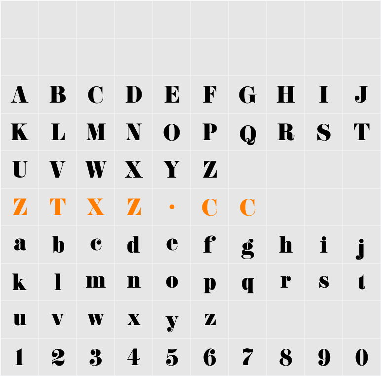 K22 Didoni 字体映射图