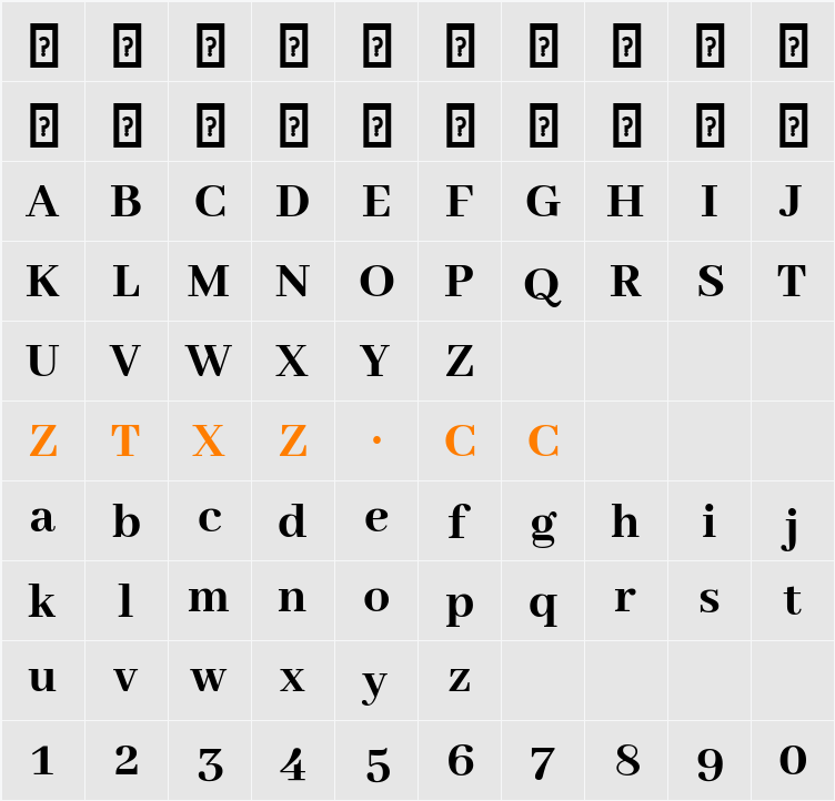 Abhaya Libre ExtraBold 字体映射图