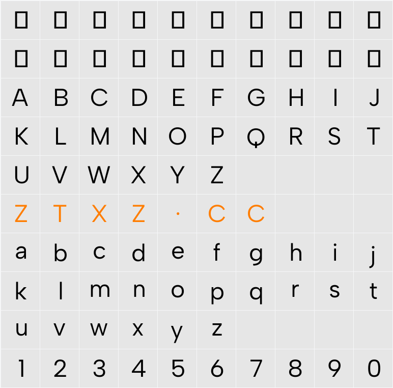 Albert Sans 字体映射图