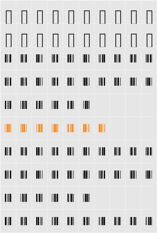 Libre Barcode 39 字体映射图