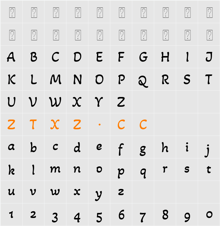 Akaya Kanadaka 字体映射图