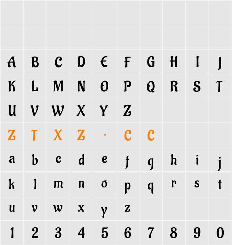 Aladin 字体映射图