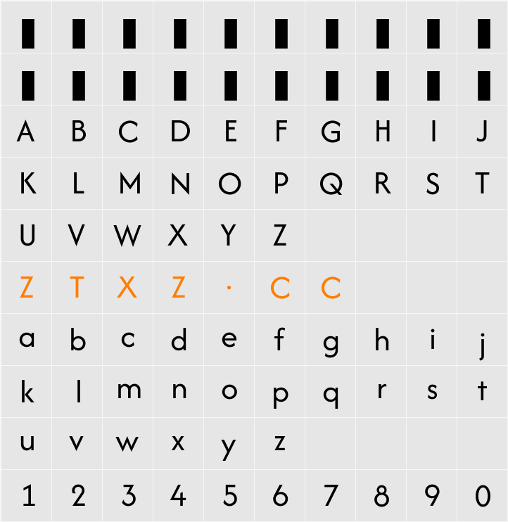 Afacad Flux 字体映射图