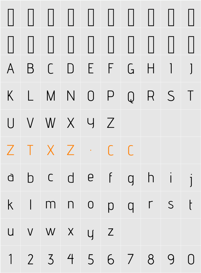 Advent Pro 字体映射图
