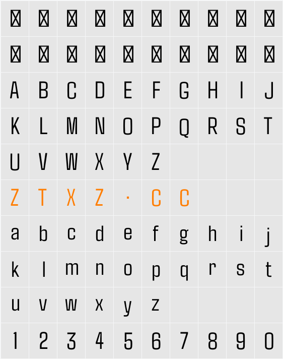 Agdasima 字体映射图