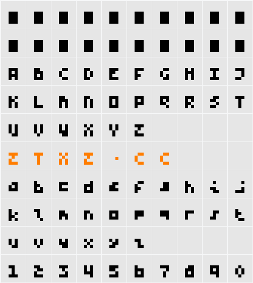 Bytesized 字体映射图