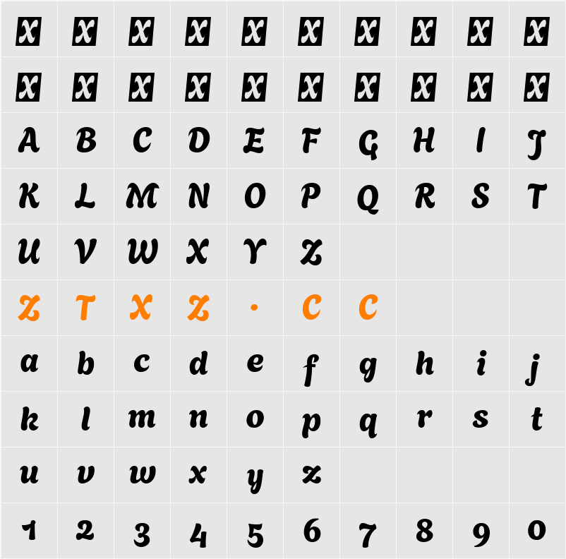 Agbalumo 字体映射图