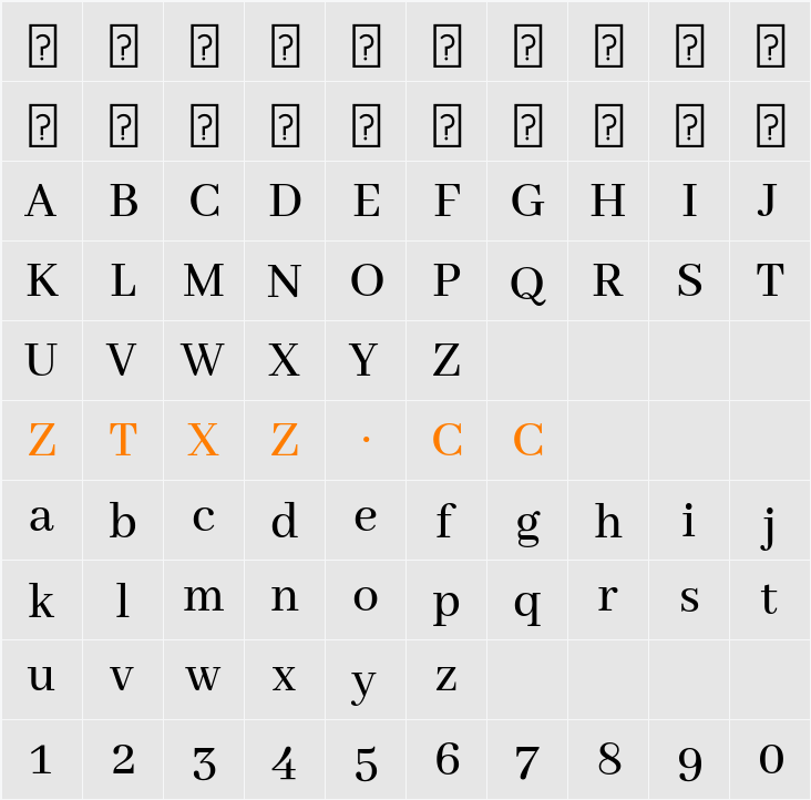 Abhaya Libre Medium 字体映射图
