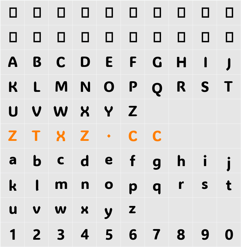 ADLaM Display 字体映射图