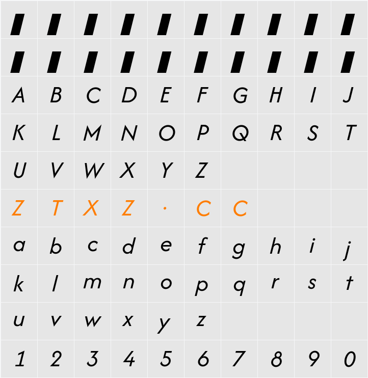 Afacad 字体映射图
