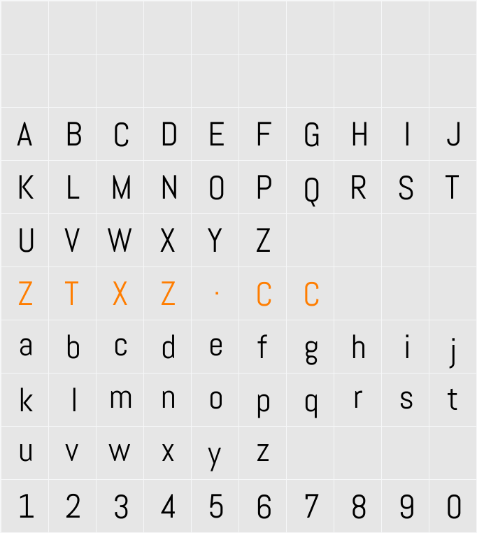 Abel 字体映射图
