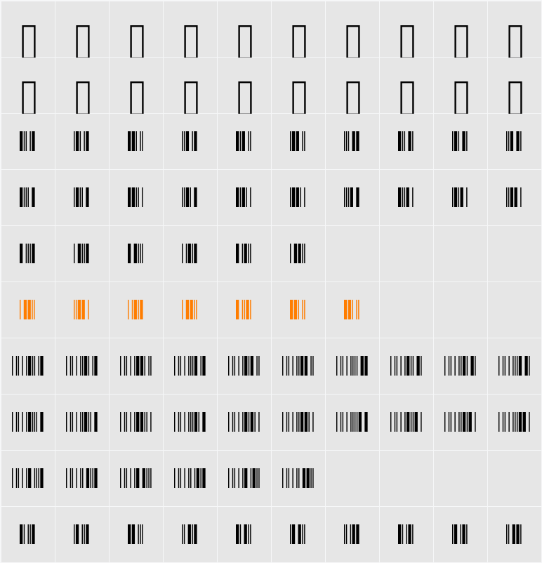 Libre Barcode 39 Extended 字体映射图