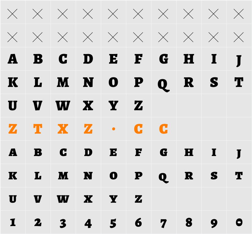 Alegreya SC Black 字体映射图