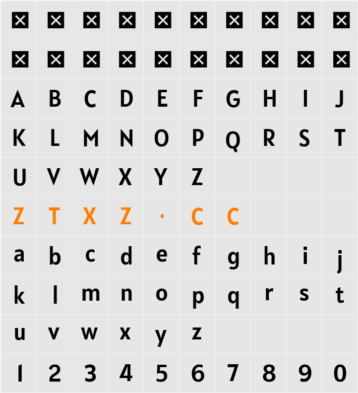Alatsi 字体映射图