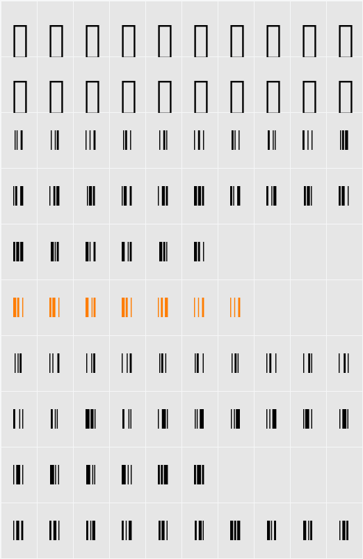 Libre Barcode 128 字体映射图