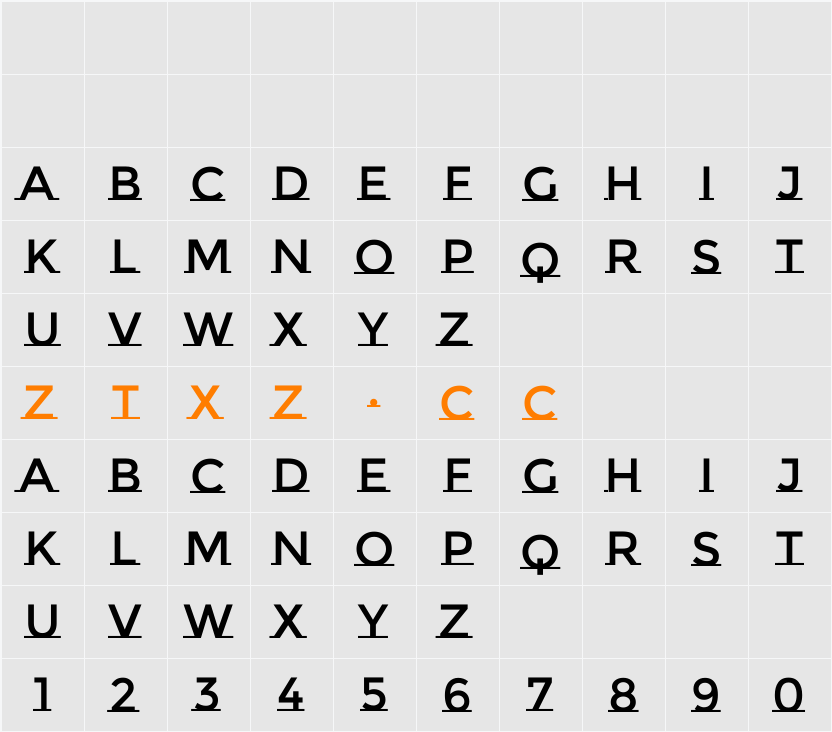 Montserrat Subrayada 字体映射图