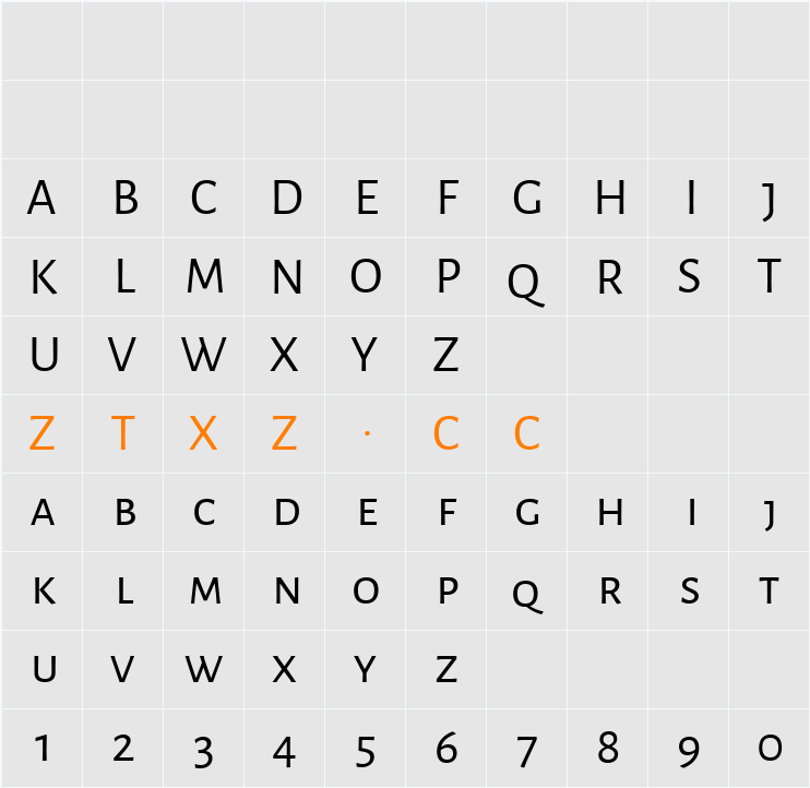Alegreya Sans SC 字体映射图