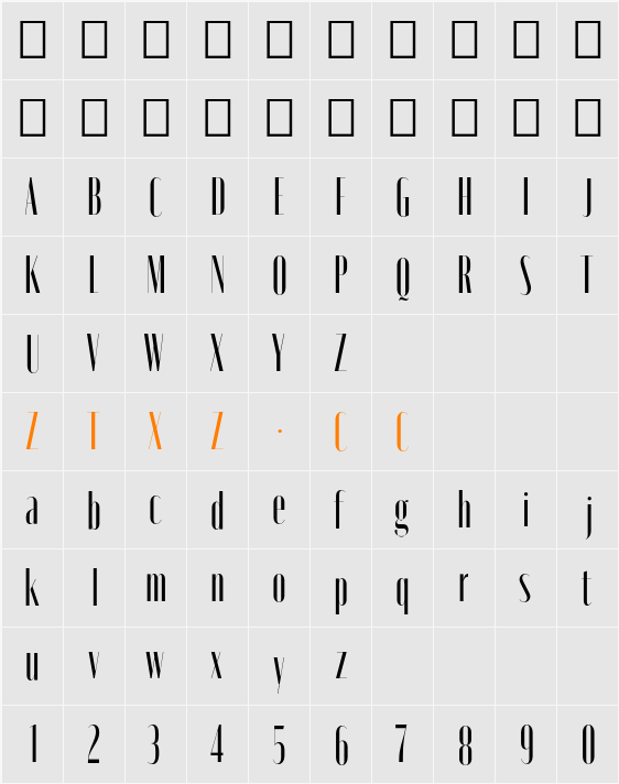 Moniqa Med Cond Display 字体映射图
