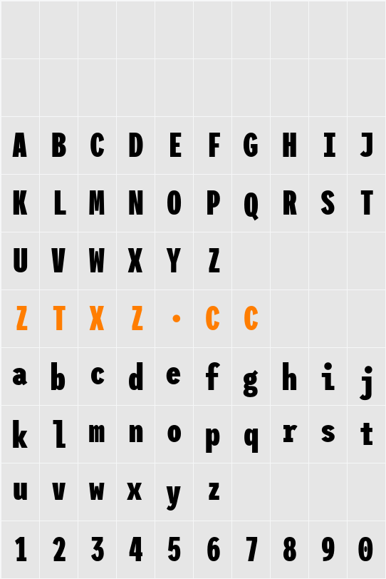 League Mono Condensed ExtraBold 字体映射图