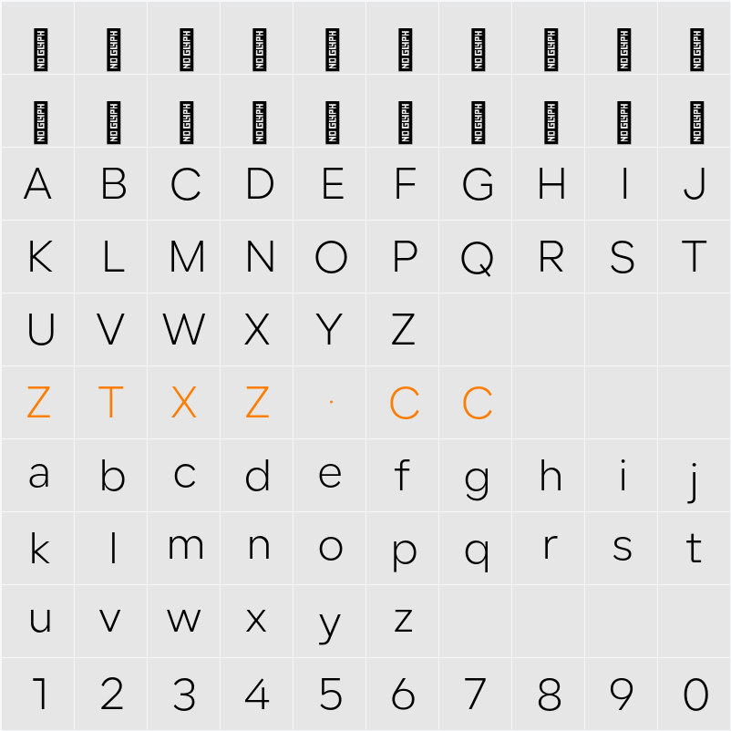 Lama Sans Light 字体映射图