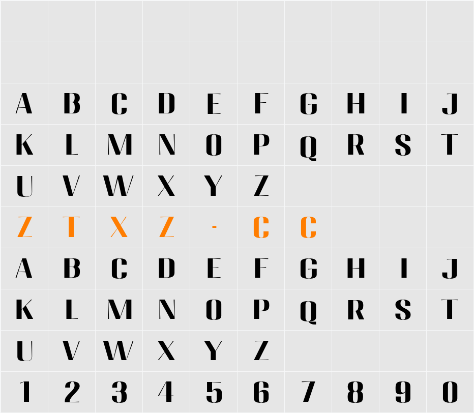 Migha Exp 字体映射图