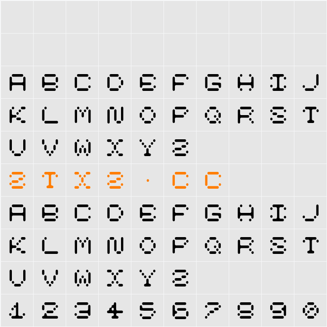 ModernPixelRound 字体映射图