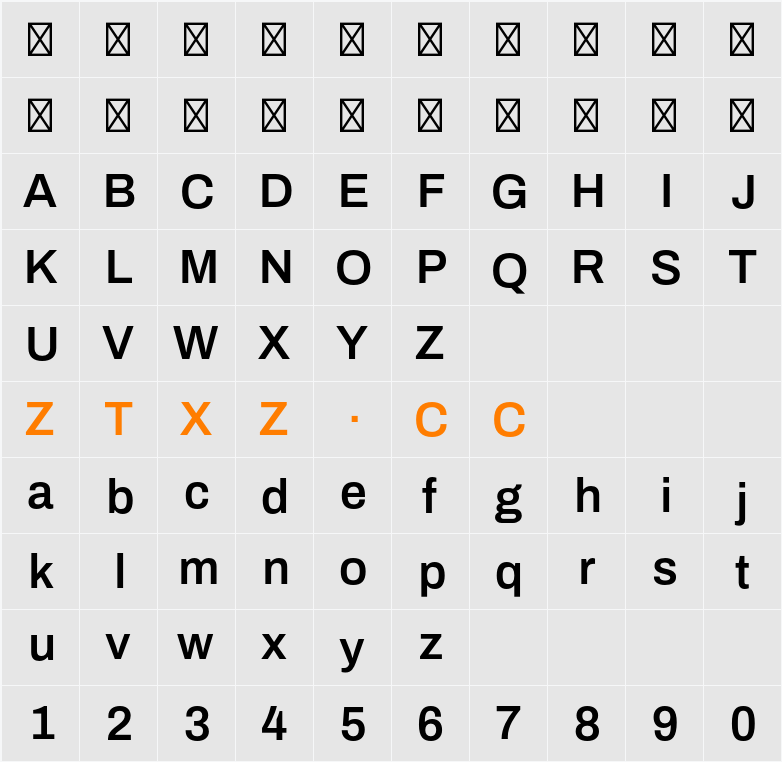 Archivo SemiBold 字体映射图