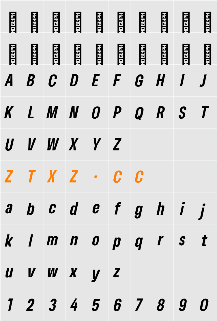 Lama Sans ExBold Cond Italic 字体映射图