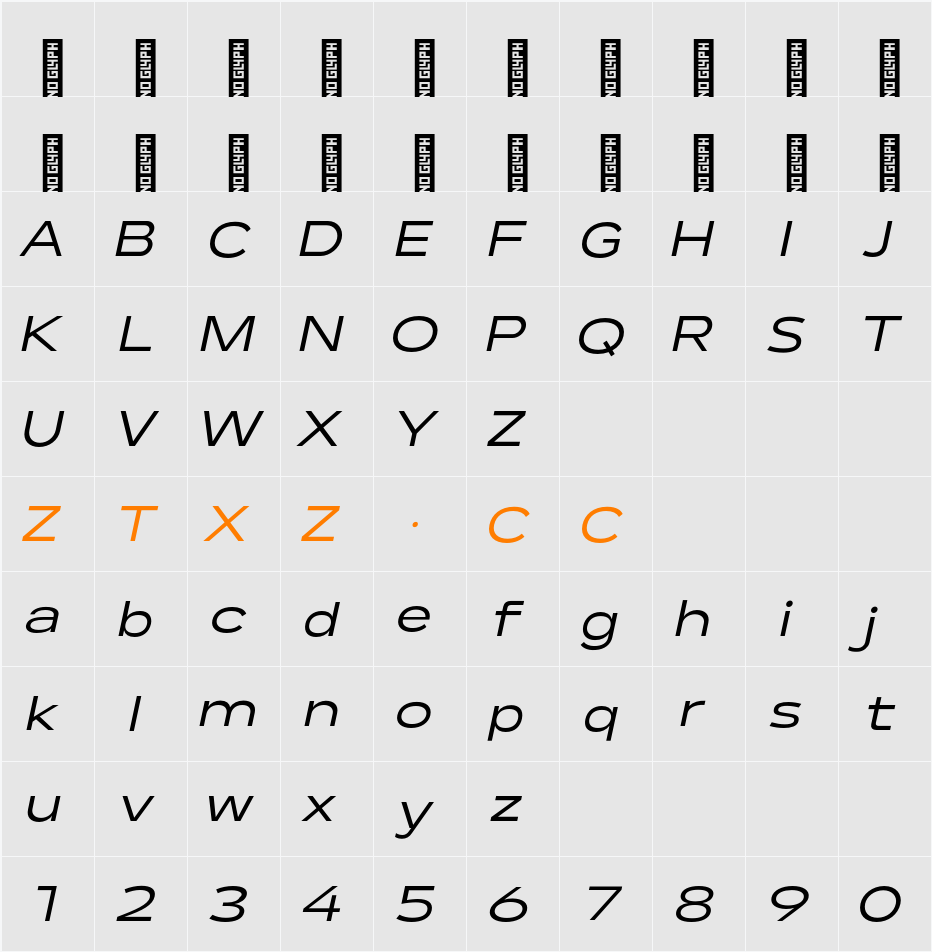 Lama Sans Medium Expanded It 字体映射图