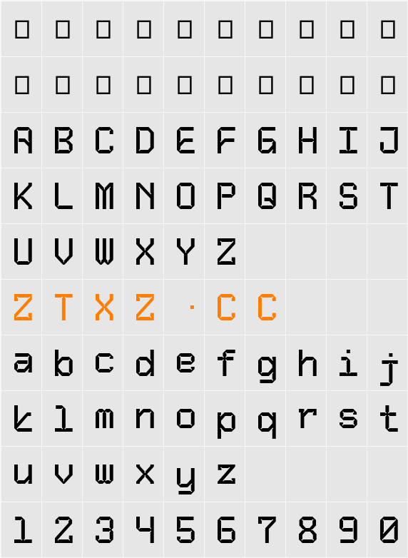 Acro Mono 字体映射图