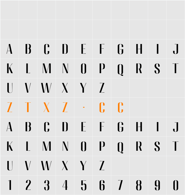 Migha Med 字体映射图