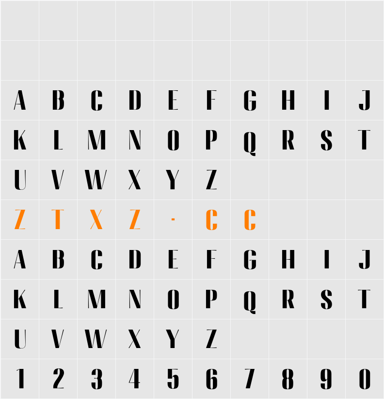 Migha Black 字体映射图