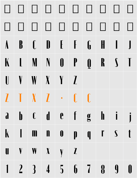 Moniqa Black Cond Heading 字体映射图