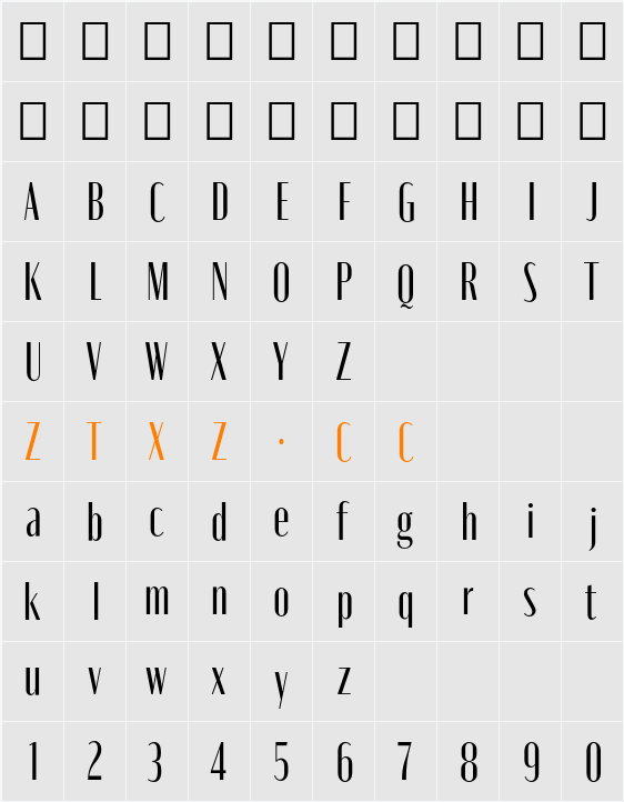 Moniqa Med Narrow Heading 字体映射图