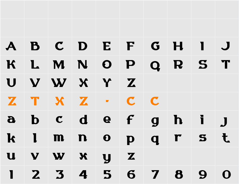 Equilibrist 字体映射图