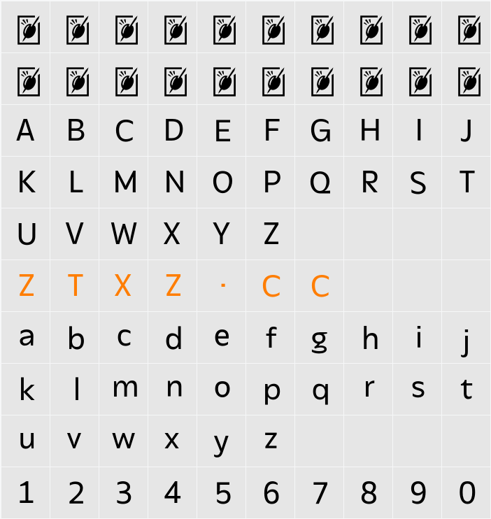 Paysage 字体映射图