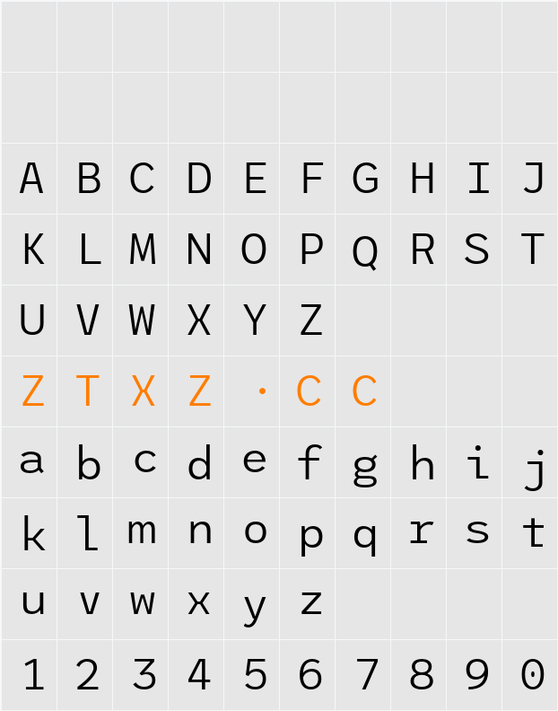 League Mono Light 字体映射图