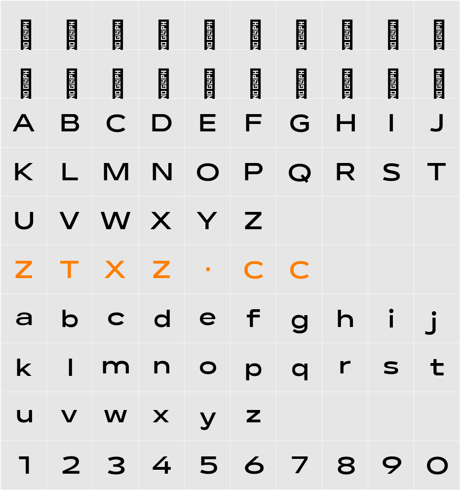 Lama Sans Bold Expanded 字体映射图