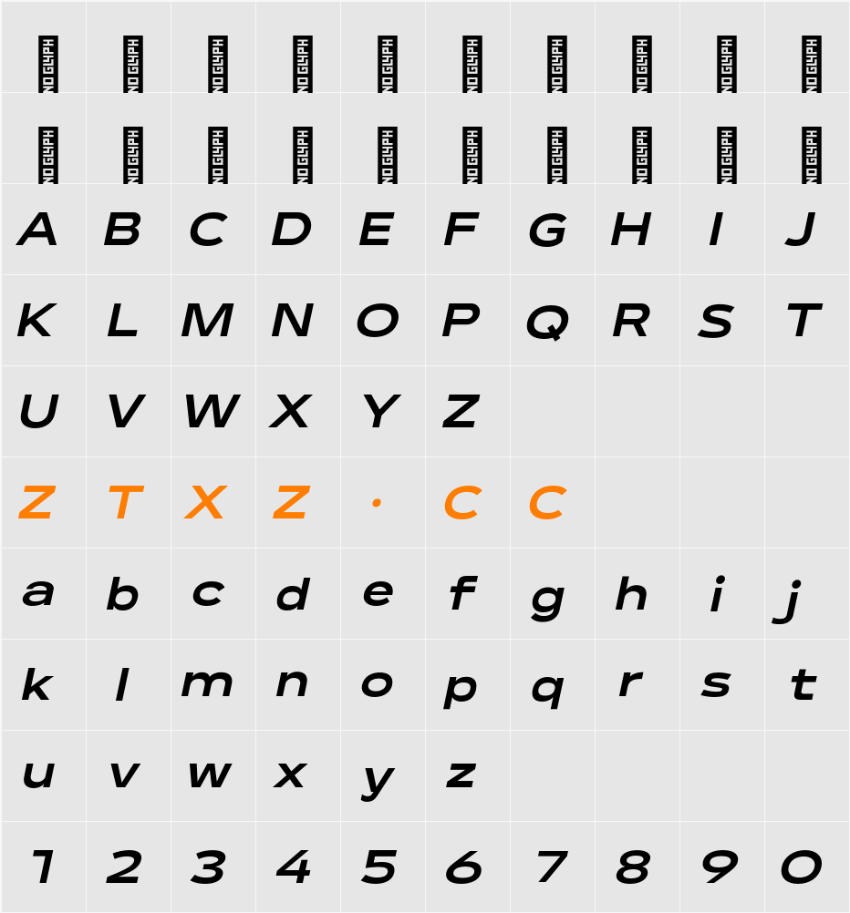 Lama Sans ExBold Expanded It 字体映射图
