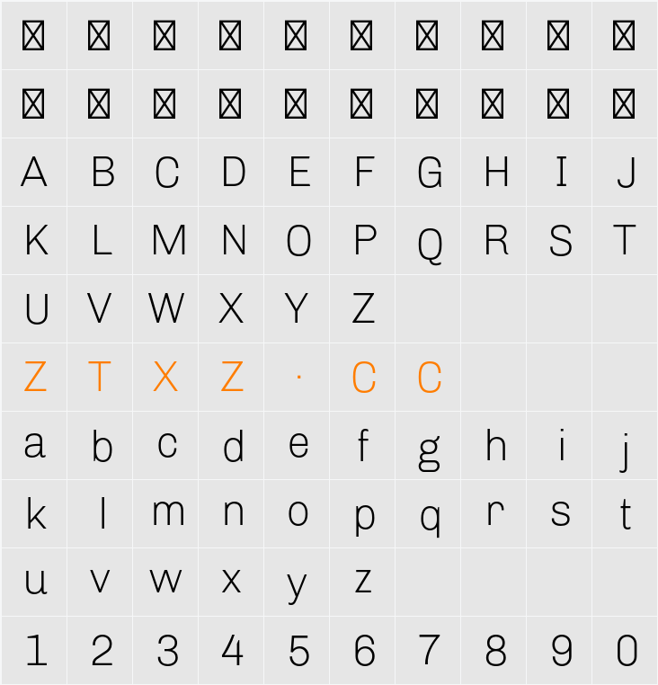 Chivo Thin 字体映射图