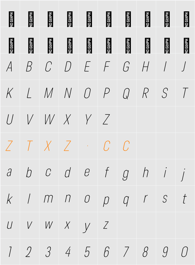 Lama Rounded ExLight Cond It 字体映射图