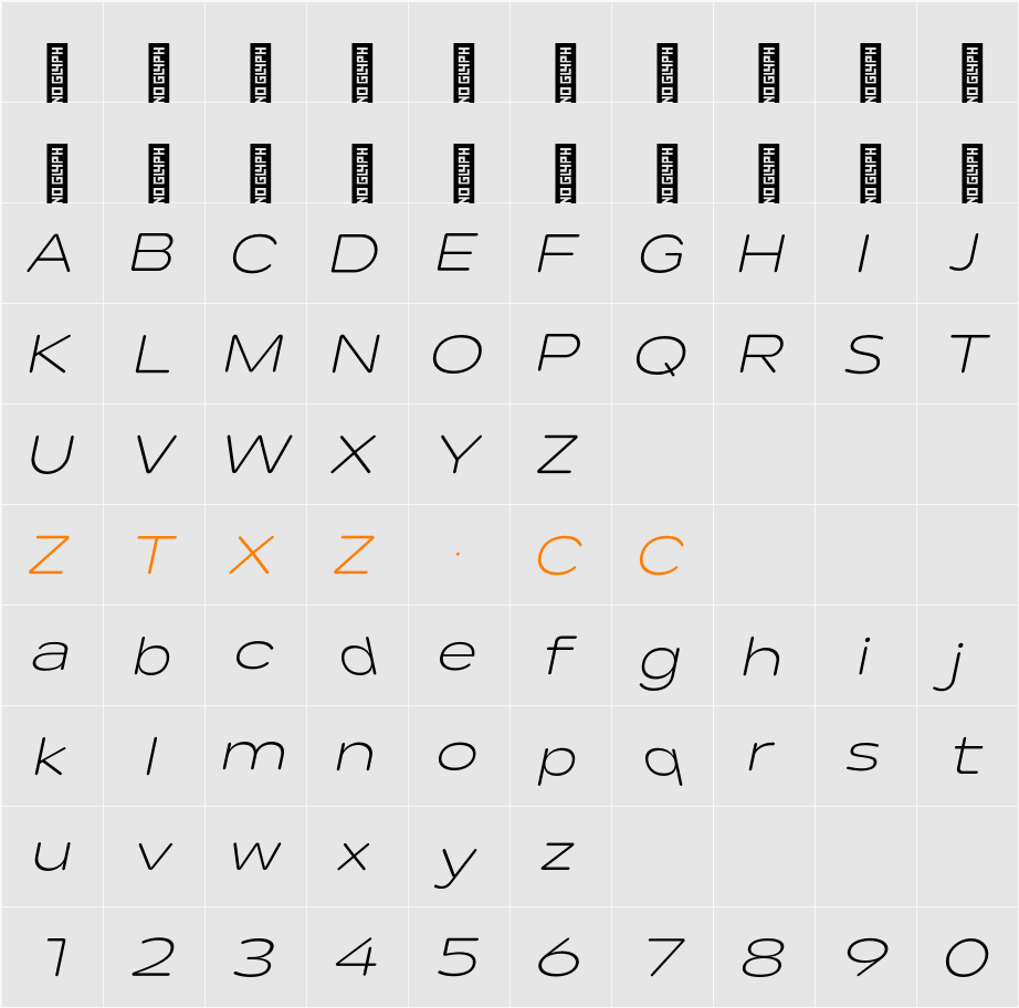 Lama Rounded Light Expanded It 字体映射图