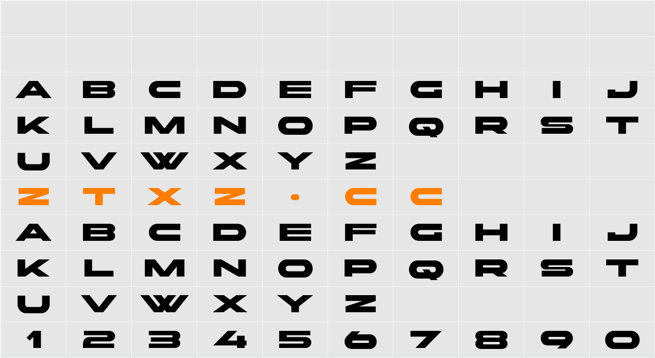 AKONY 字体映射图