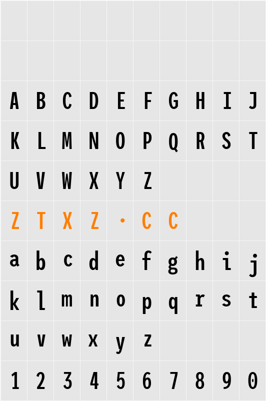 League Mono Condensed Medium 字体映射图